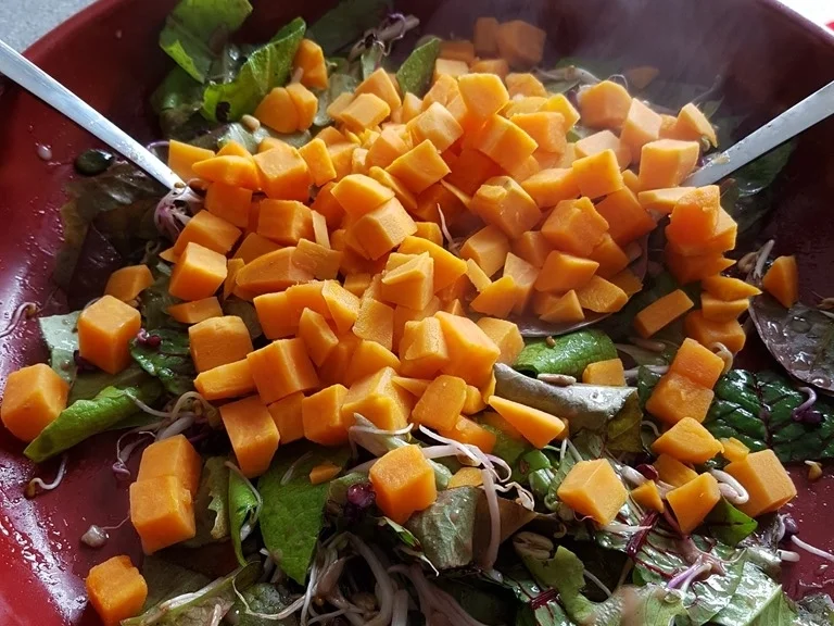 Süsskartoffel- Sprossen- Körner Sauerampfer und Babysalat Blätter - Rezept - Bild Nr. 5770