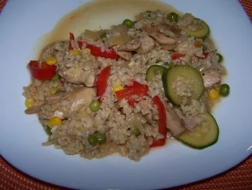 Naturreis mit Hähnchen und Gemüse - Rezept