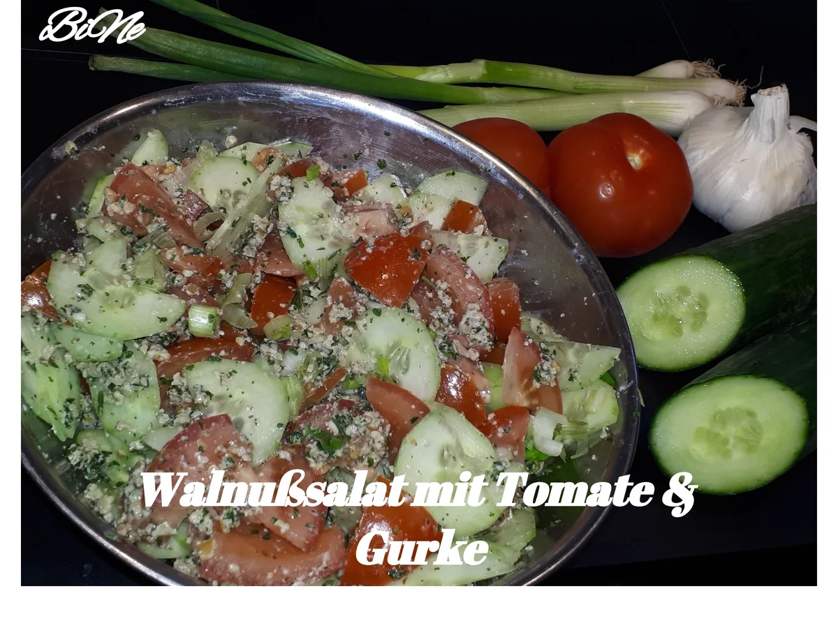 Rezept: BiNe` S WALNUßSALAT MIT TOMATE & GURKE Bild Nr. 2 BiNe` S WALNUßSALAT MIT TOMATE & GURKE - Rezept - Bild Nr. 2