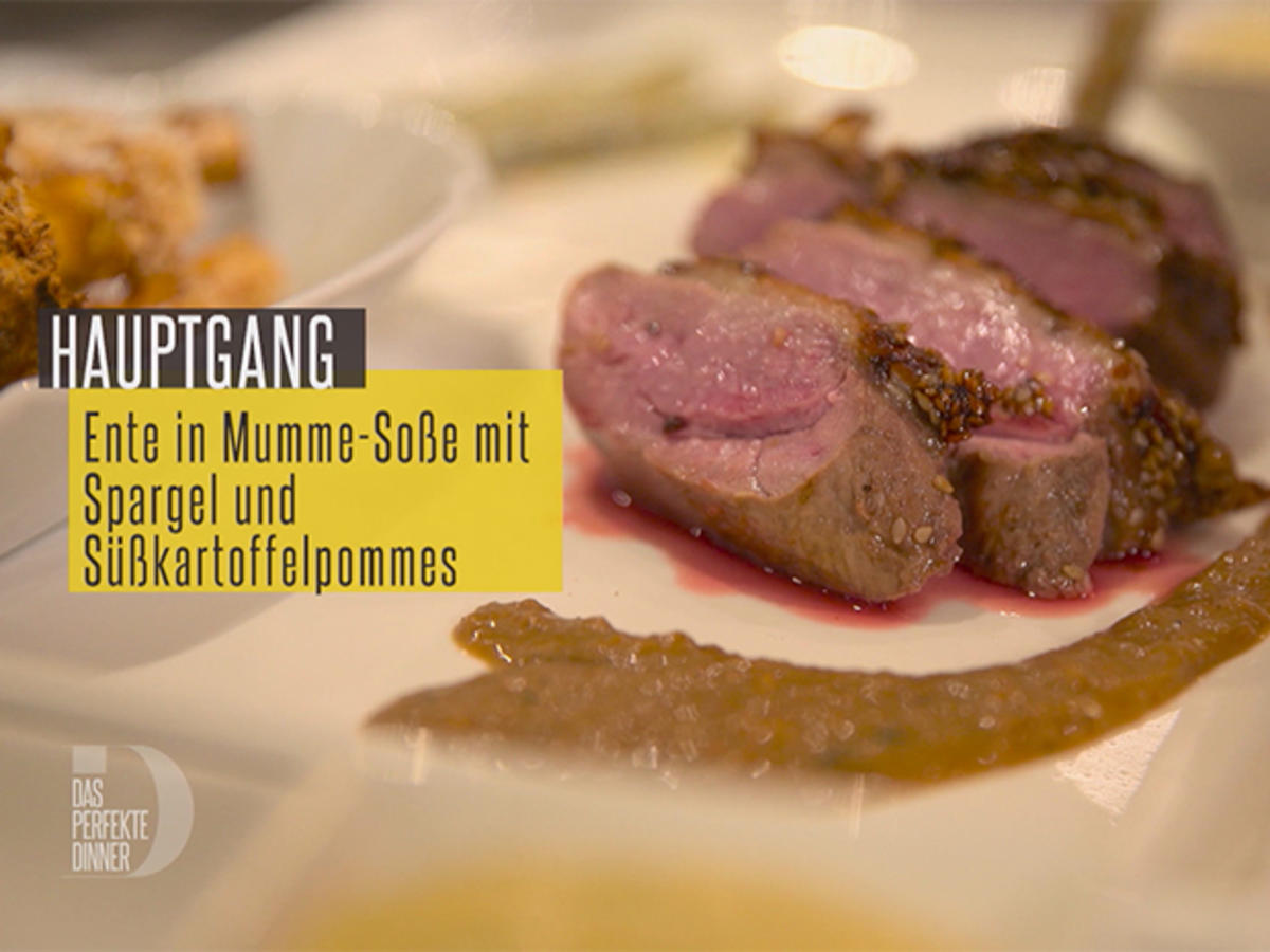 Tranchen von der Entenbrust in Sesam-Honig Kruste an Mummesoße - Rezept - Bild Nr. 2