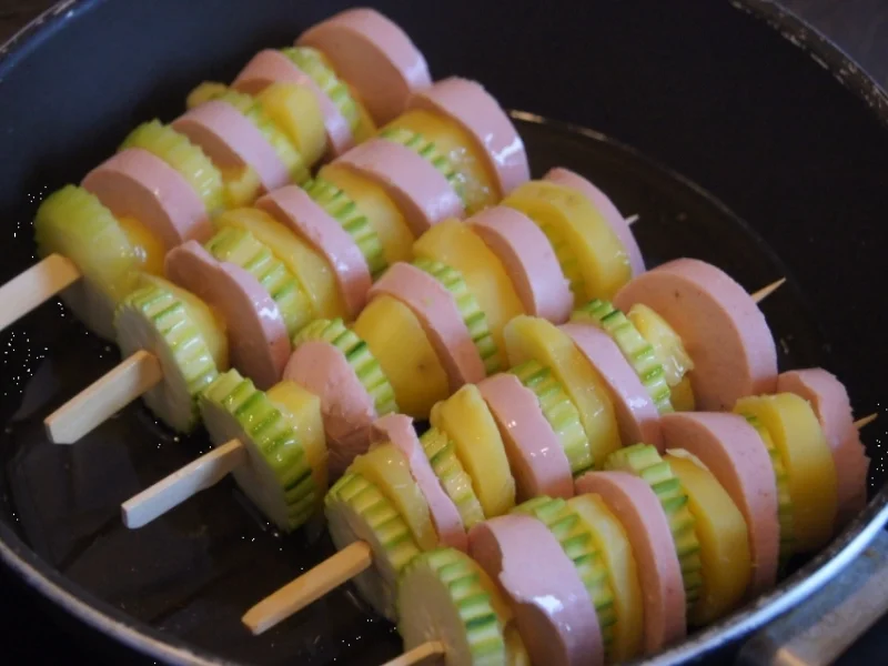 Kartoffel-Zucchini-Fleischwurst-Spieße - Rezept - Bild Nr. 5817