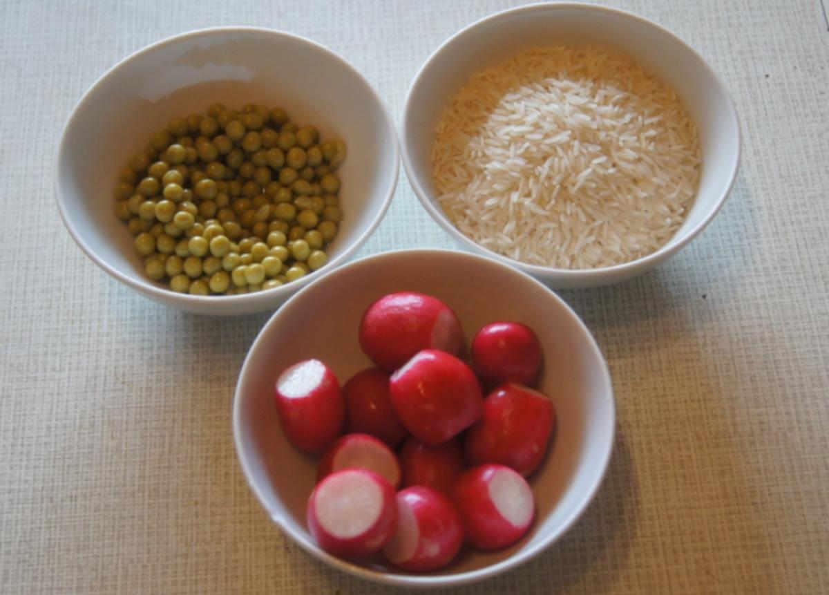 Gelber Reis mit Radieschen und Erbsen - Rezept - Bild Nr. 5836