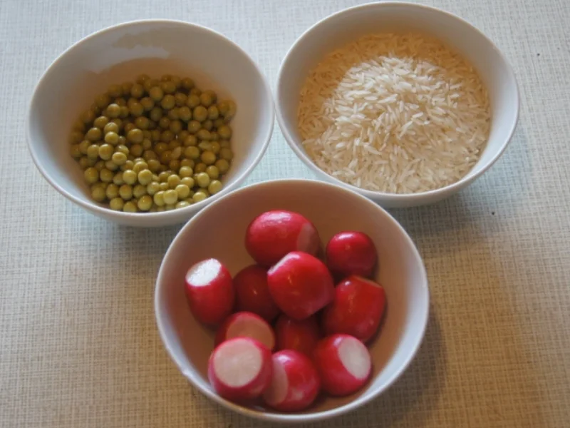 Gelber Reis mit Radieschen und Erbsen - Rezept - Bild Nr. 5836