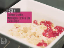 Mascarponeküchlein mit Himbeer-Crumble und Rosmarineis - Rezept - Bild Nr. 2