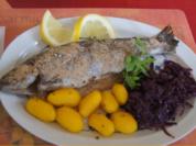 Forelle mit Drillingen und Rotkohl - Rezept - Bild Nr. 5835