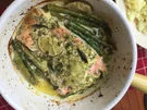 Rezept: Lachs im Backofen mit Kräuter-Creme-Fraiche und grünem Spargel Bild Nr. 5846 Lachs im Backofen mit Kräuter-Creme-Fraiche und grünem Spargel - Rezept - Bild Nr. 5846