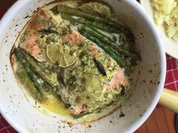 Lachs im Backofen mit Kräuter-Creme-Fraiche und grünem Spargel - Rezept - Bild Nr. 5846