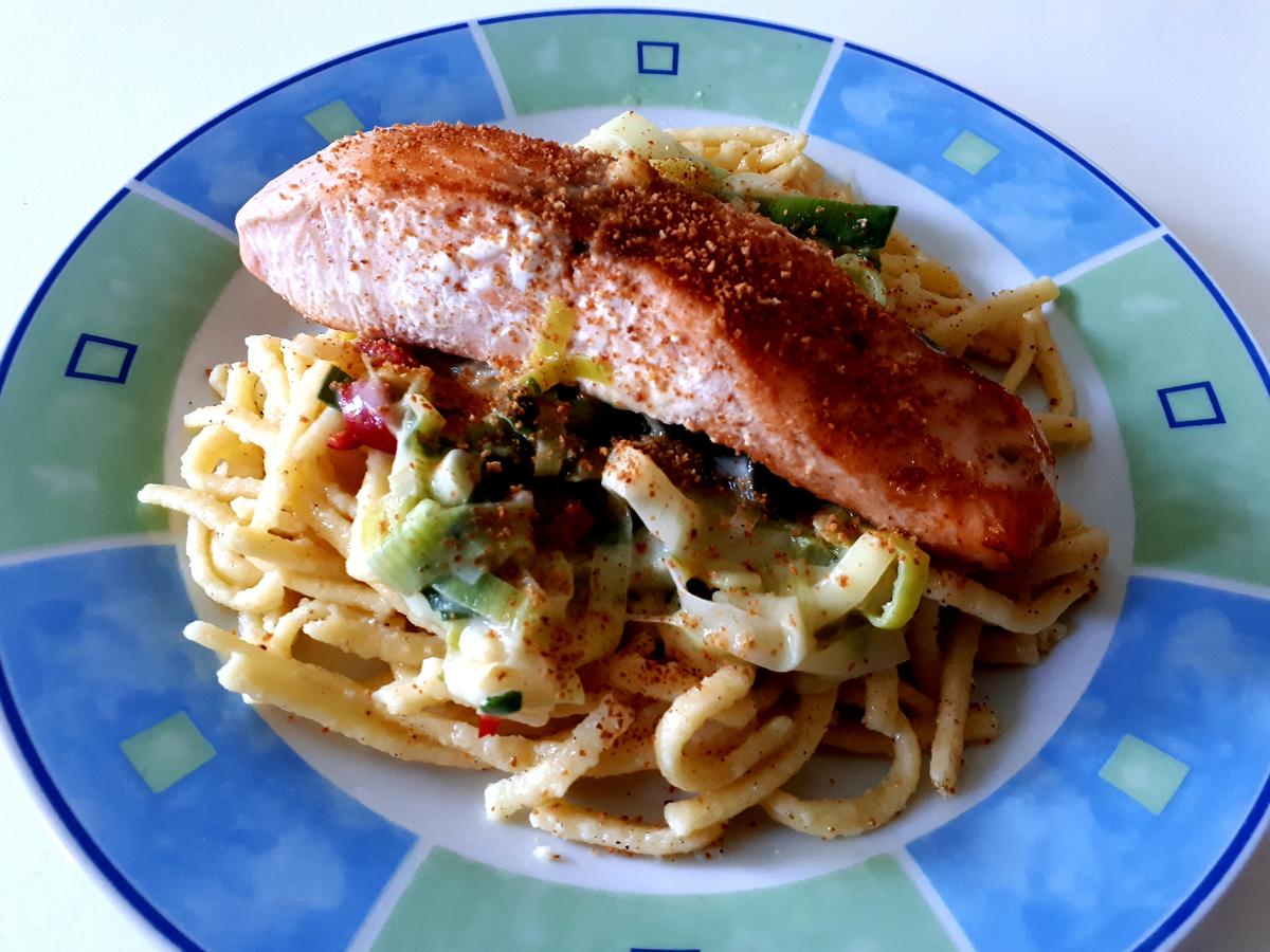 Spätzle mit Zalm & Porreerahmgemüse - Rezept - Bild Nr. 6271