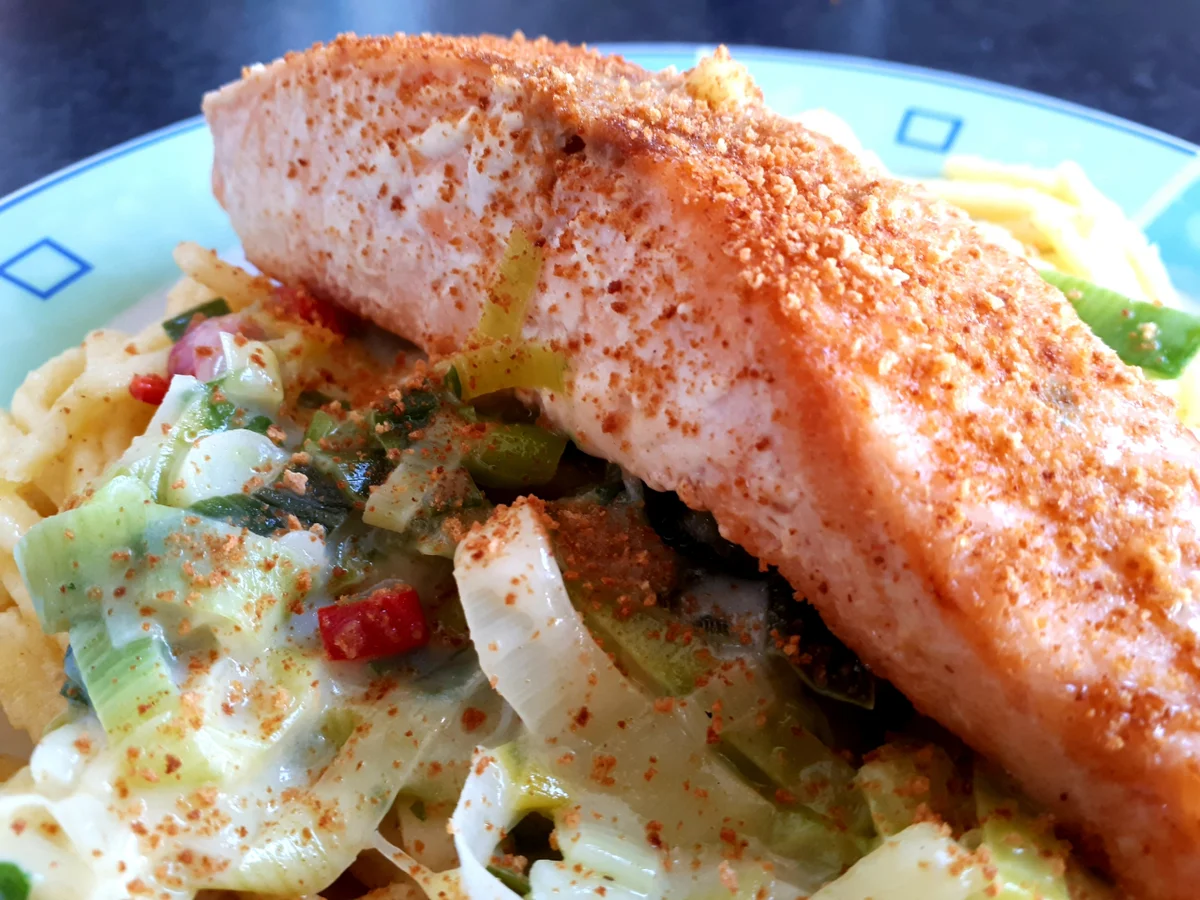 Rezept: Spätzle mit Zalm & Porreerahmgemüse Bild Nr. 6272 Spätzle mit Zalm & Porreerahmgemüse - Rezept - Bild Nr. 6272