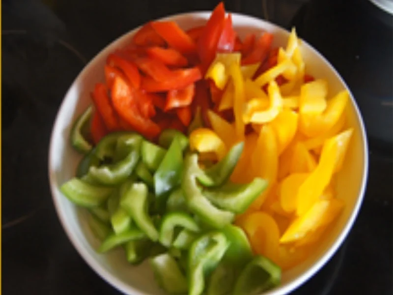 Rindfleisch mit Paprika und gelber Reis mit Erbsen - Rezept - Bild Nr. 5891