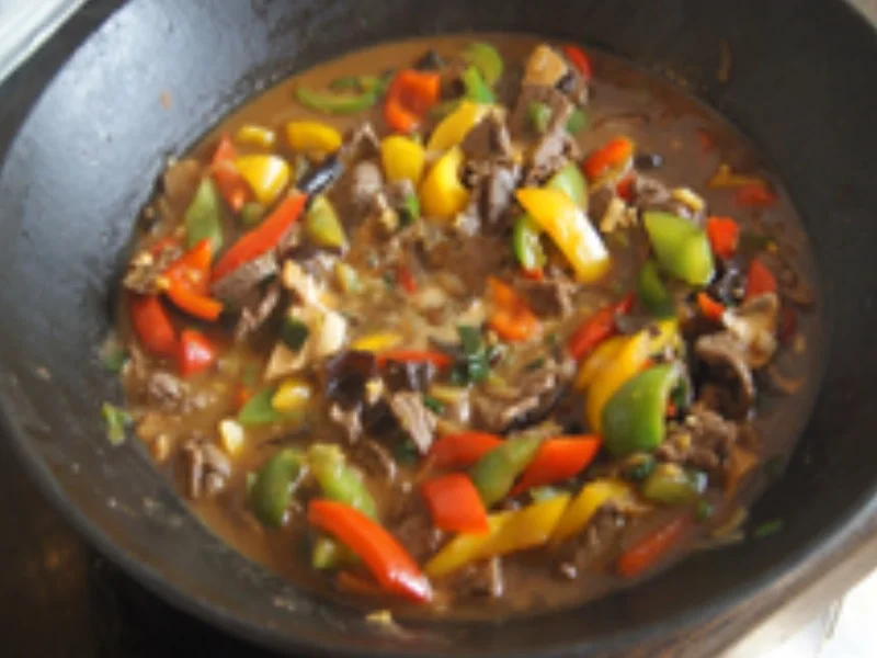 Rindfleisch mit Paprika und gelber Reis mit Erbsen - Rezept - Bild Nr. 5900