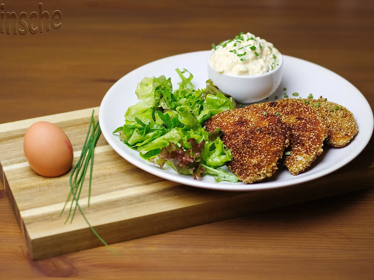 Sellerie-Sesam-Schnitzel mit Eierdipp - Rezept - Bild Nr. 5914