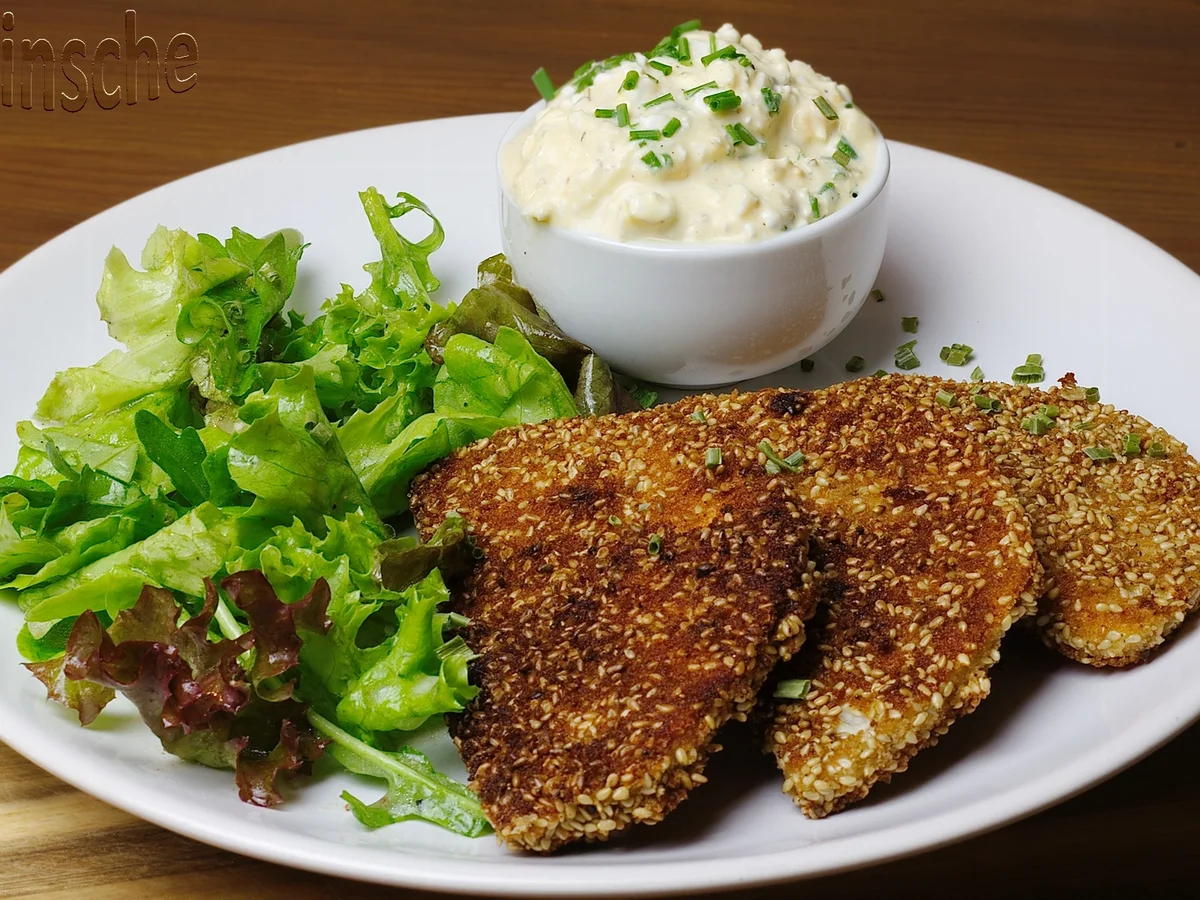 Sellerie-Sesam-Schnitzel mit Eierdipp - Rezept - Bild Nr. 5916