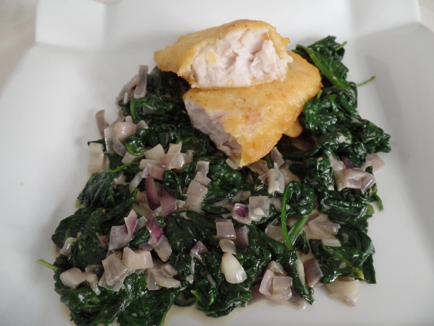 Backfisch mit Rahmspinat
