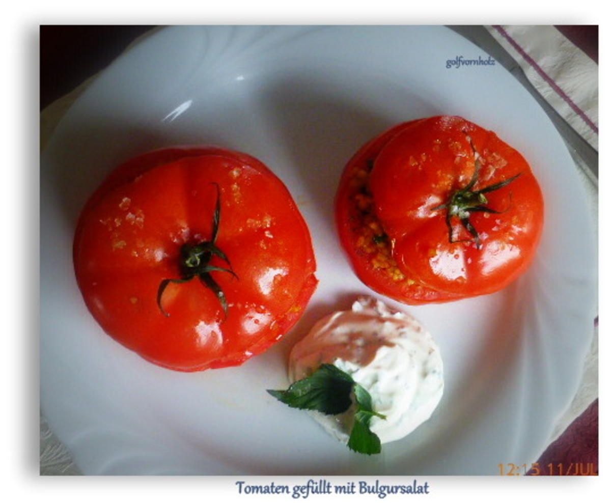 Gebackene Tomaten gefüllt mit Bulgursalat und Minzjoghurt - Rezept - Bild Nr. 6077
