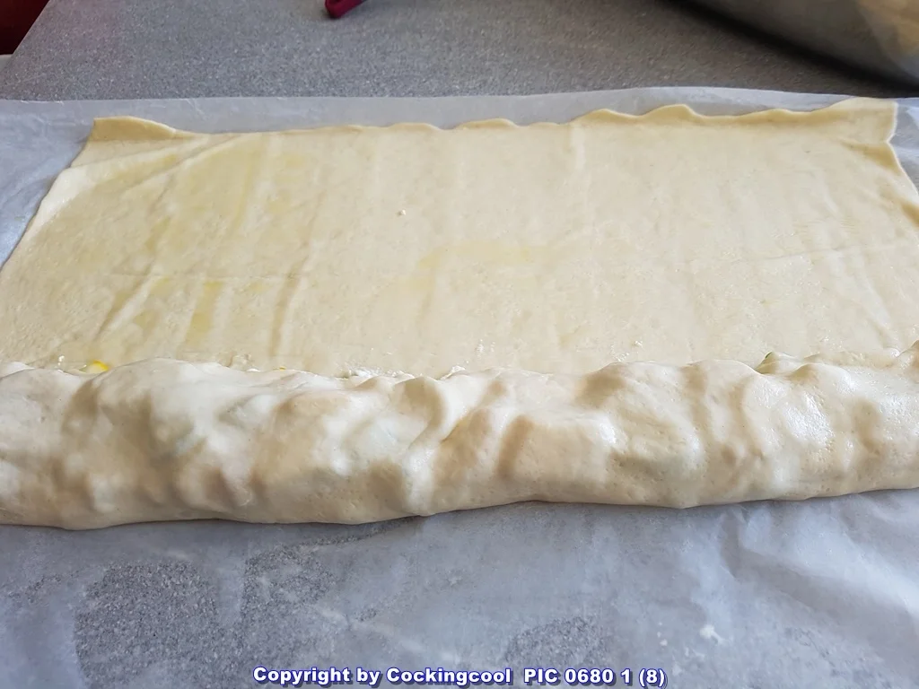 Pizza Brotteig deftig gefüllt mit Gemüse dazu FETA Stick`s - Rezept - Bild Nr. 6089