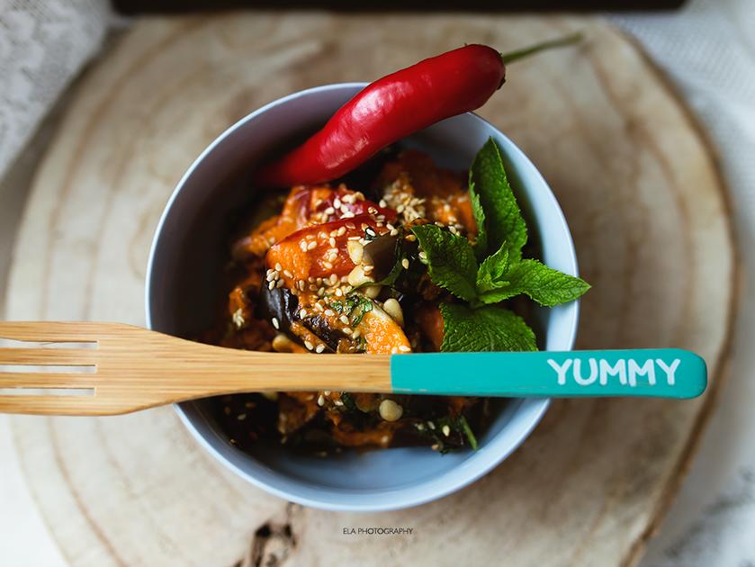 Auberginensalat mit Sesam und frischer Minze - Rezept - kochbar.de