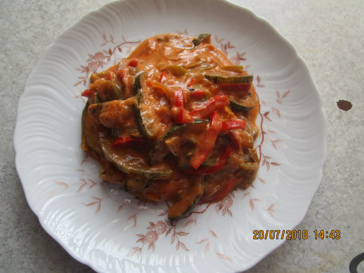 Paprika-Zucchini-Zwiebel-Gemüse m. Knobi - Rezept - Bild Nr. 6096