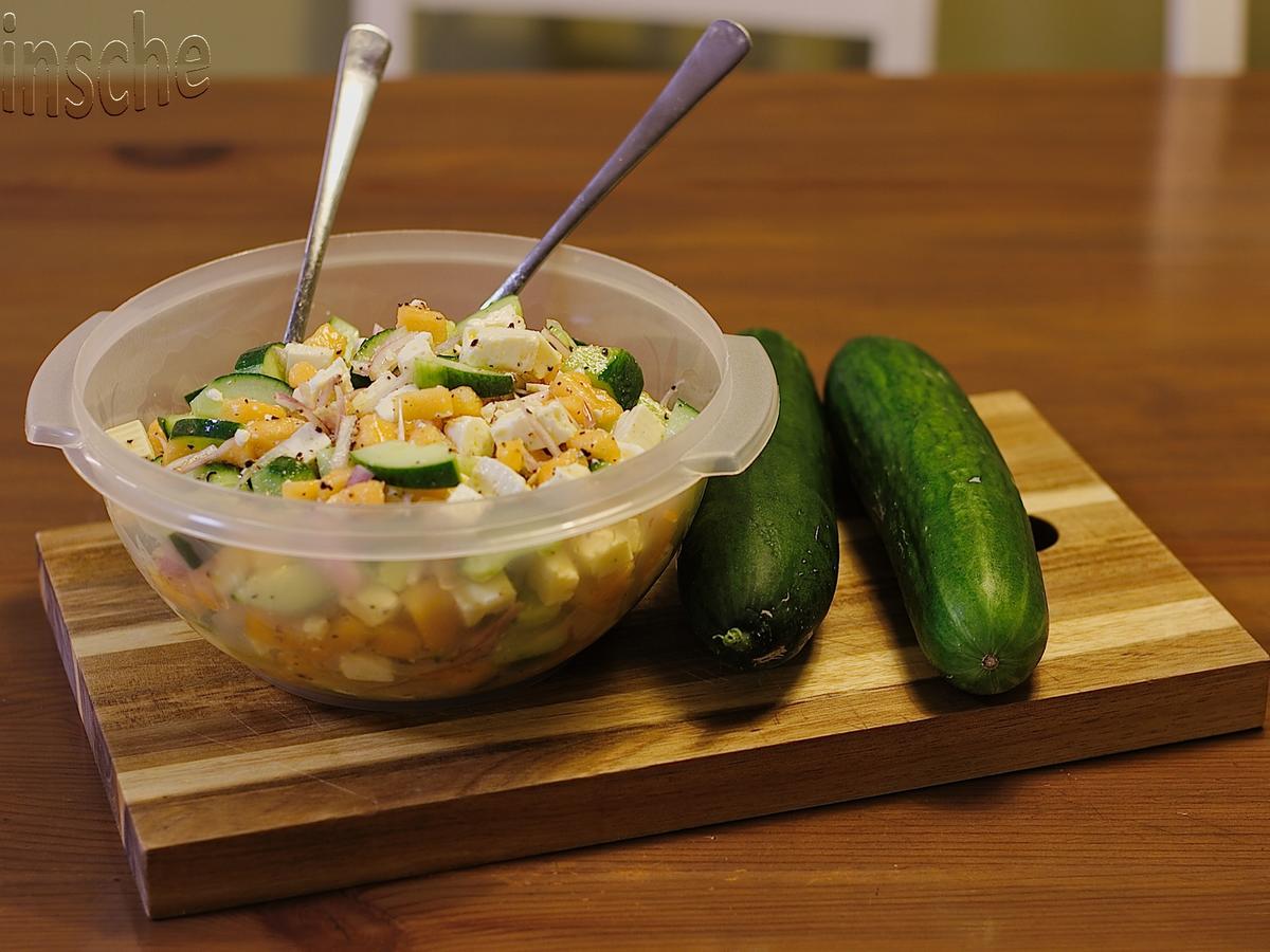 Gurken-Melonen-Feta-Salat - Rezept mit Bild - kochbar.de