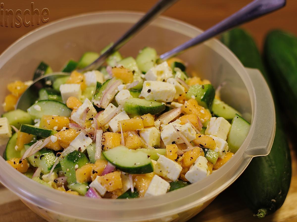 Gurken-Melonen-Feta-Salat - Rezept mit Bild - kochbar.de