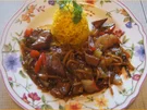 Kalbsleber mit Gemüse im Wok und gelber Basmatireis - Rezept - Bild Nr. 6208
