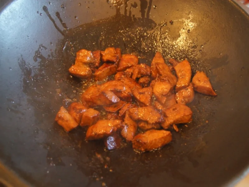 Rezept: Kalbsleber mit Gemüse im Wok und gelber Basmatireis Bild Nr. 6213 Kalbsleber mit Gemüse im Wok und gelber Basmatireis - Rezept - Bild Nr. 6213