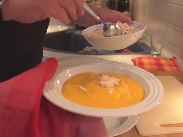 Kürbiscremesuppe mit Taschenkrebsfleisch - Rezept - Bild Nr. 6225