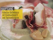 Saltimbocca vom Kabeljau auf Topinamburpüree mit Knoblauchkonfit und sautiertem Spinat - Rezept - Bild Nr. 2