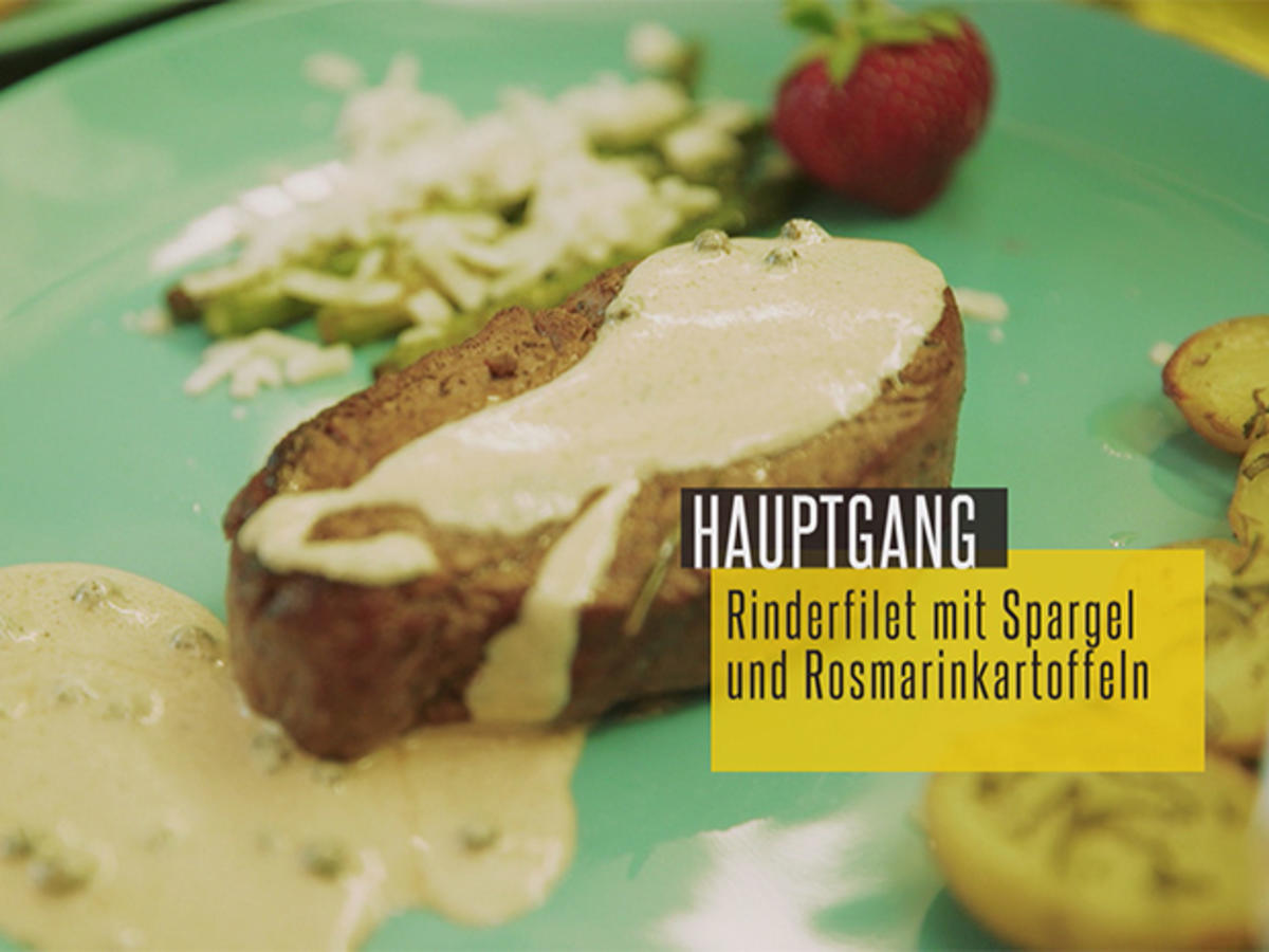 Bilder für Rinderfilet, Rosmarinkartoffeln und grüner Spargel - Rezept