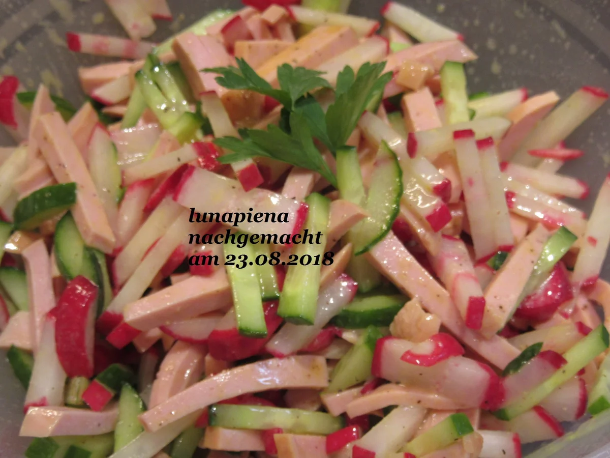 Rezept: Salat: Radieschen-Gurken-Wurst-Salat Bild Nr. 6238 Salat: Radieschen-Gurken-Wurst-Salat - Rezept - Bild Nr. 6238