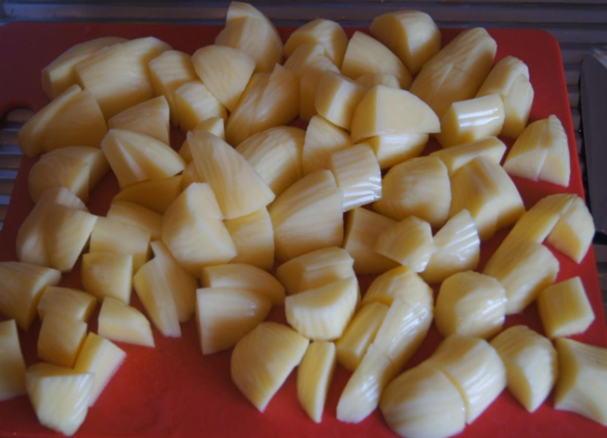 Herzhafte Buletten mit pikanter Sauce, Möhren-Mais-Gemüse und Kurkuma-Kartoffeln - Rezept - Bild Nr. 6241