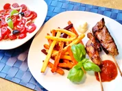 Gemüse-Pommes mit Fleisch-Spießchen - Rezept - Bild Nr. 2