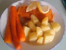 Alaska Fischfilet mit Salzkartoffeln und karamellisierten Möhren - Rezept - Bild Nr. 6237