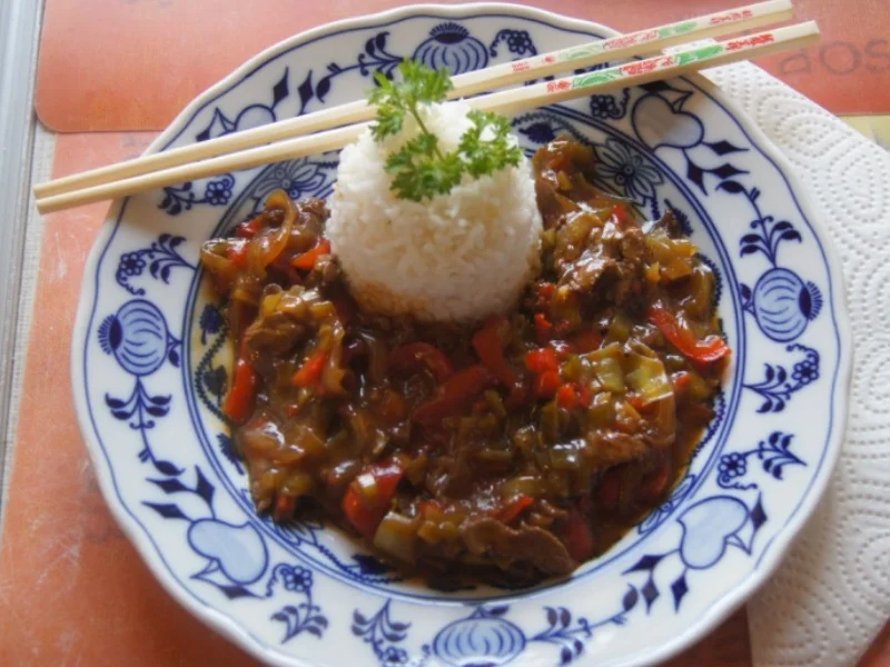 Rinderfilet mit Gemüse im Wok mit Basmati Reis - Rezept - Bild Nr. 6237