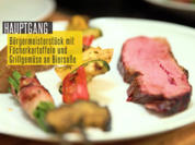 Tri-Tip mit Fächerkartoffeln, Gemüsespieß und Bohnen im Speckmantel - Rezept - Bild Nr. 6238