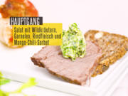 Rinderfilet und Garnele mit Salat mit Wildkräutern und Himbeeren Dressing - Rezept - Bild Nr. 2