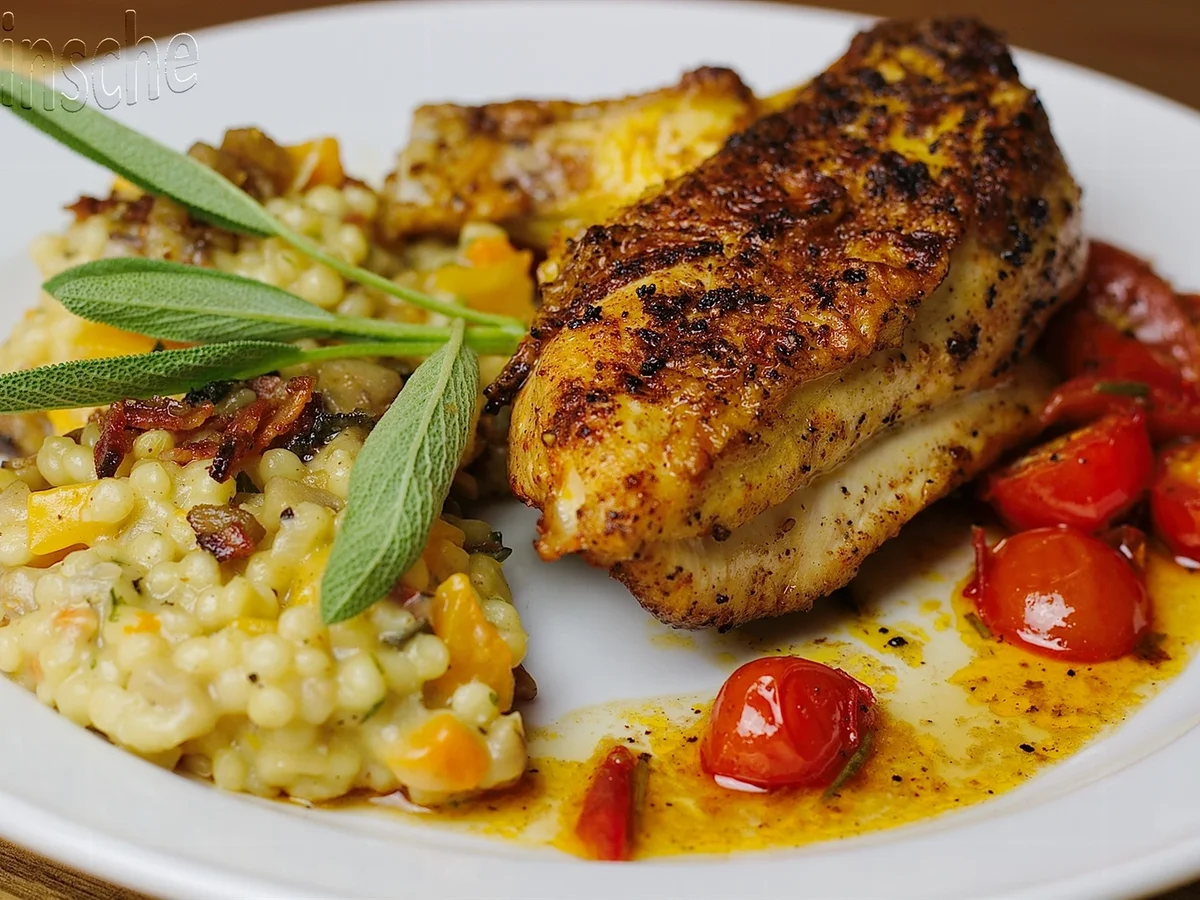 Rezept: Kürbis-Pastasotto mit Maishähnchenbrust "supreme" Bild Nr. 6265 Kürbis-Pastasotto mit Maishähnchenbrust "supreme" - Rezept - Bild Nr. 6265