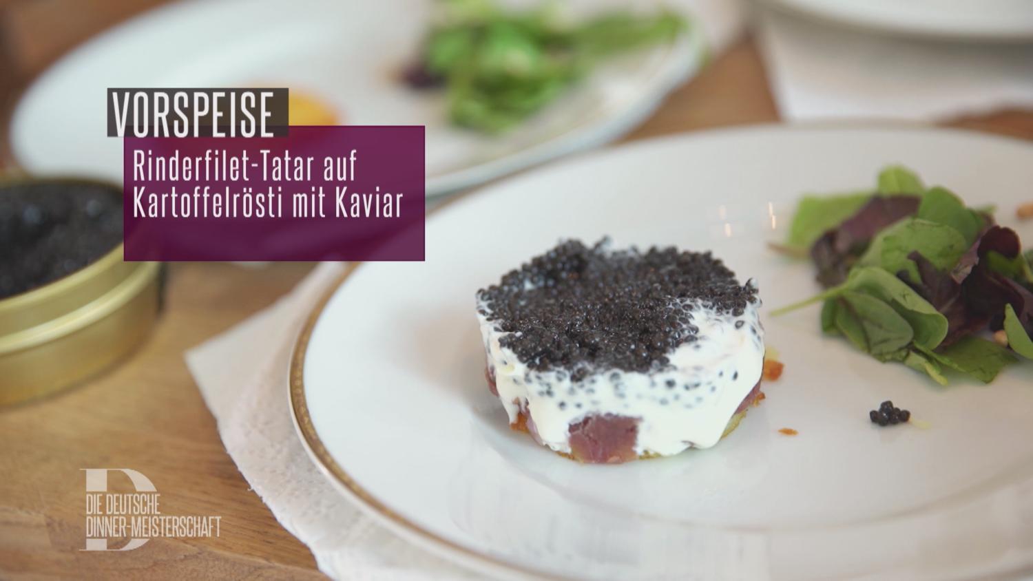 Rindertatar auf Kartoffelrösti mit Kaviar vom Stöhr - Rezept - kochbar.de