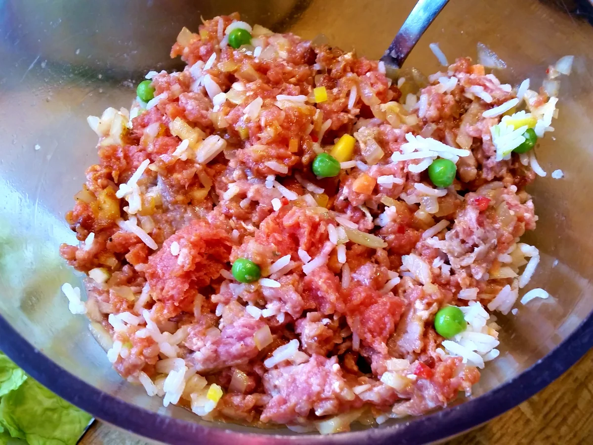 Paprikaschoten - mit Hackfleisch und viel Wirsing gefüllt - Rezept - Bild Nr. 6254