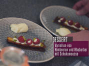 Hippen mit Himbeergelee, weißer Mousse, gefrorener Rhabarbercreme und Rhabarbergel - Rezept - Bild Nr. 2