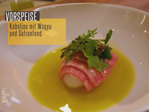 Kabeljau mit Wagyu und Safranfond (Thomas Bühner) - Rezept - Bild Nr. 6267
