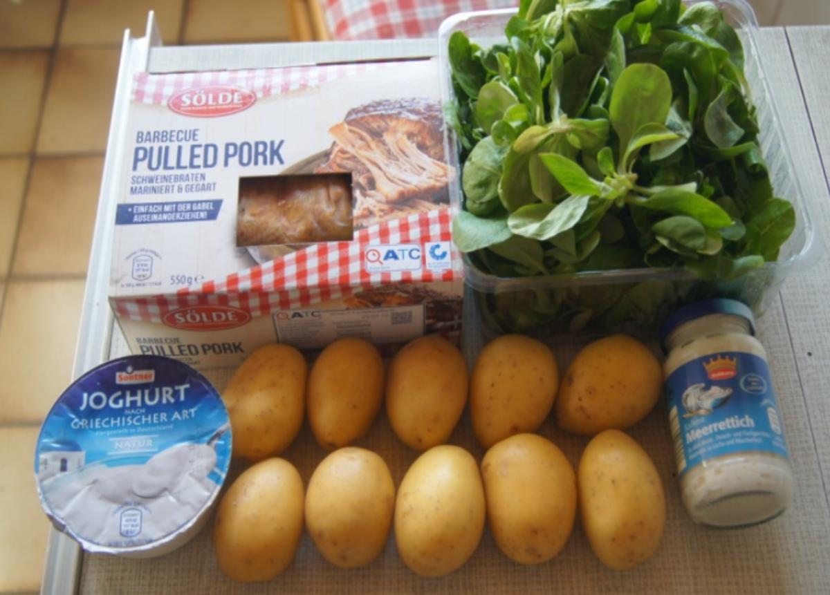Pulled Pork mit gelben Kartoffeln und Feldsalat - Rezept - Bild Nr. 6267