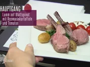 Rosa Krune vum Lämmche op Blattspinat, edle Äädäppel an Rosmarin un lecker Tomätche - Rezept - Bild Nr. 2