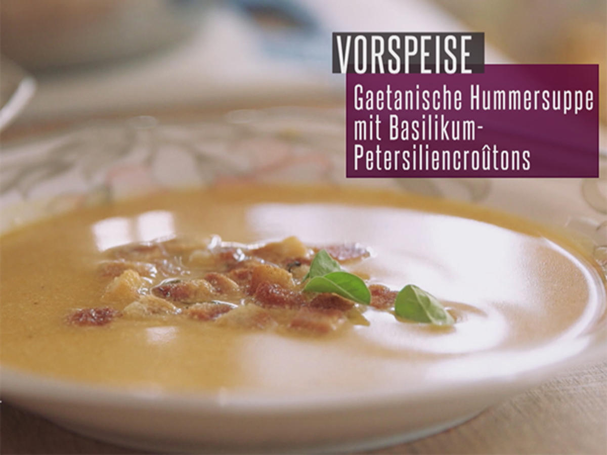 Geatanische Hummersuppe mit Basilikum-Petersiliencroutons - Rezept - Bild Nr. 2