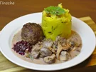 Wildschweinklopse mit frittiertem Rosmarin-Kürbis-Kartoffelstampf - Rezept - Bild Nr. 6318