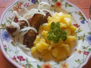 Bratheringsfilets mit Zwiebelringen und schwäbischen Kartoffelsalat - Rezept - Bild Nr. 6368