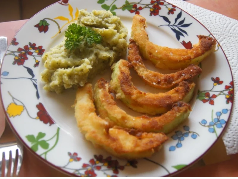 Rezept: Gebratener Zucchini mit Brokkoli-Kartoffelstampf Bild Nr. 6369 Gebratener Zucchini mit Brokkoli-Kartoffelstampf - Rezept - Bild Nr. 6369