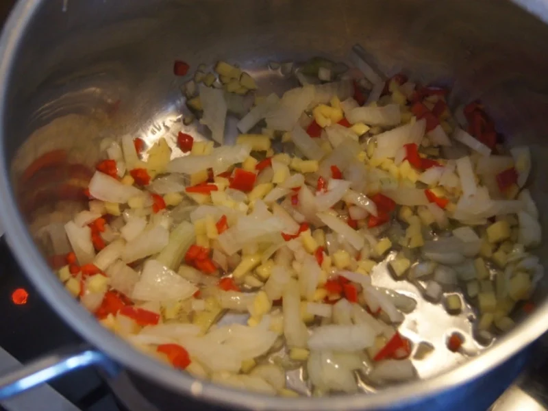 Pikante Kürbiscremesuppe mit Garnelenspieß - Rezept - Bild Nr. 6400