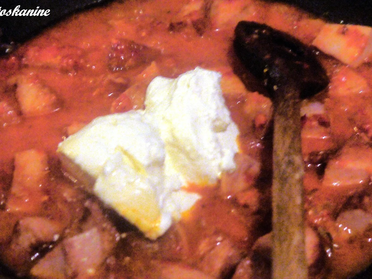 Scharfe Paprikasauce mit gebratener Fleischwurst und Pasta - Rezept - Bild Nr. 6482