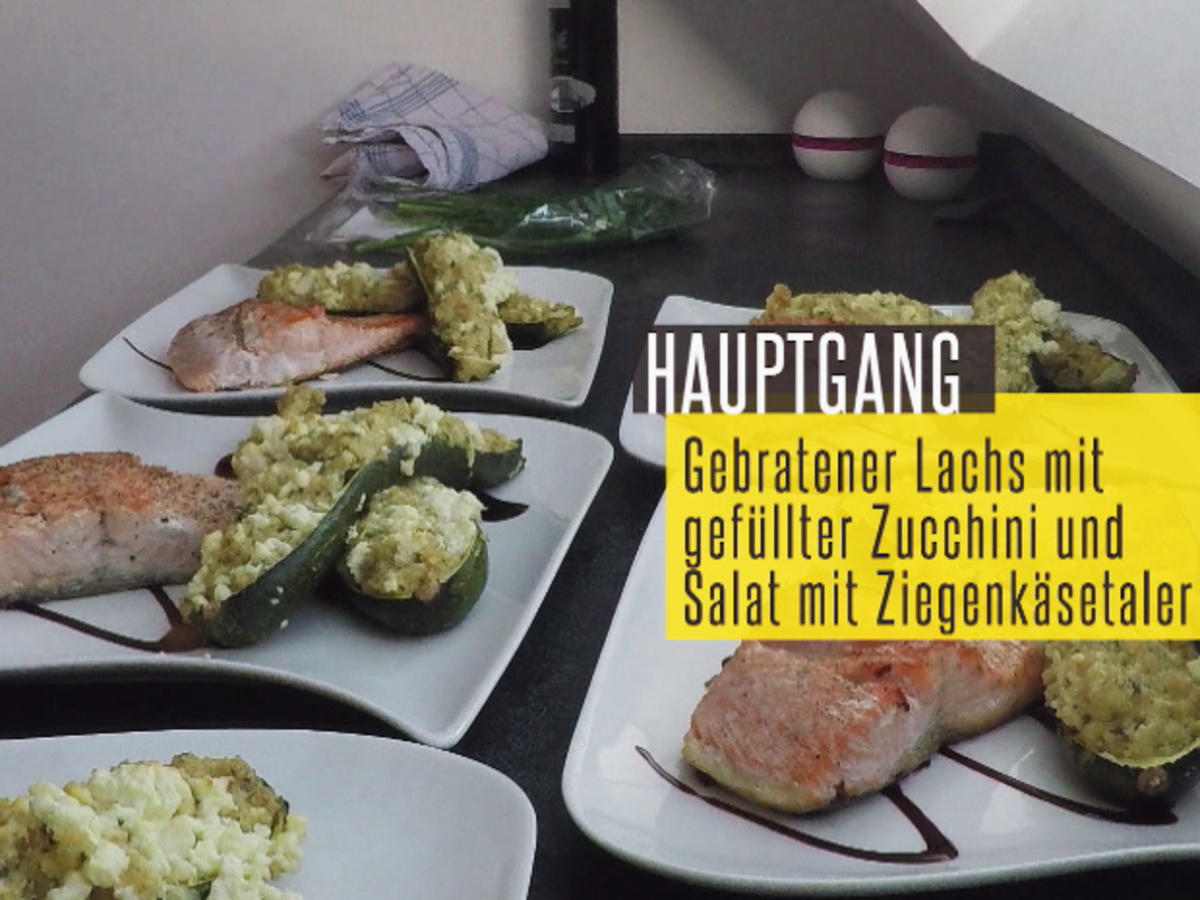 Gebratener Lachs mit gefüllter Zucchini - Rezept - Bild Nr. 2